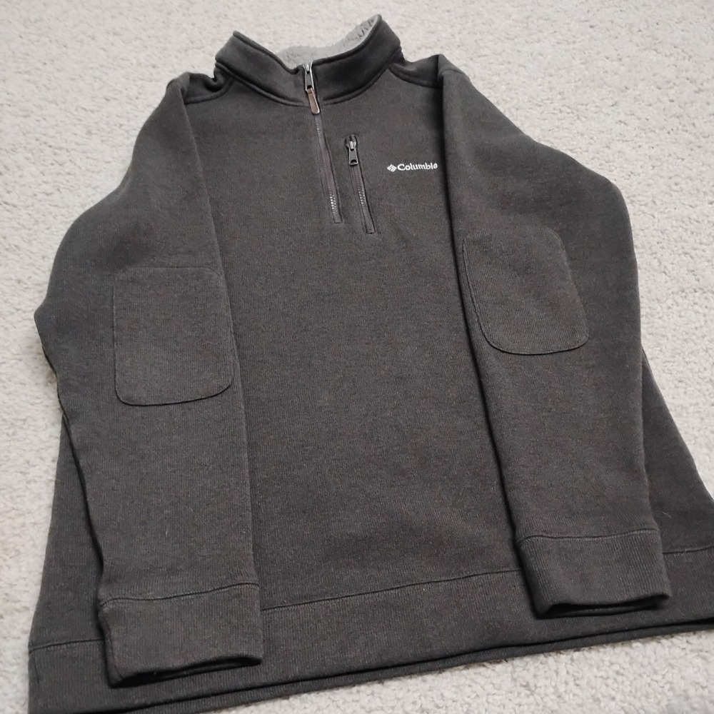 Columbia Sweater Men 2XL XXL Brown Terpin Point II 1/4 Zip Elbow Lined Fleece